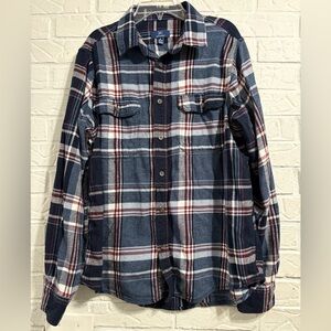 George Blue and Red Plaid Flannel Shirt
